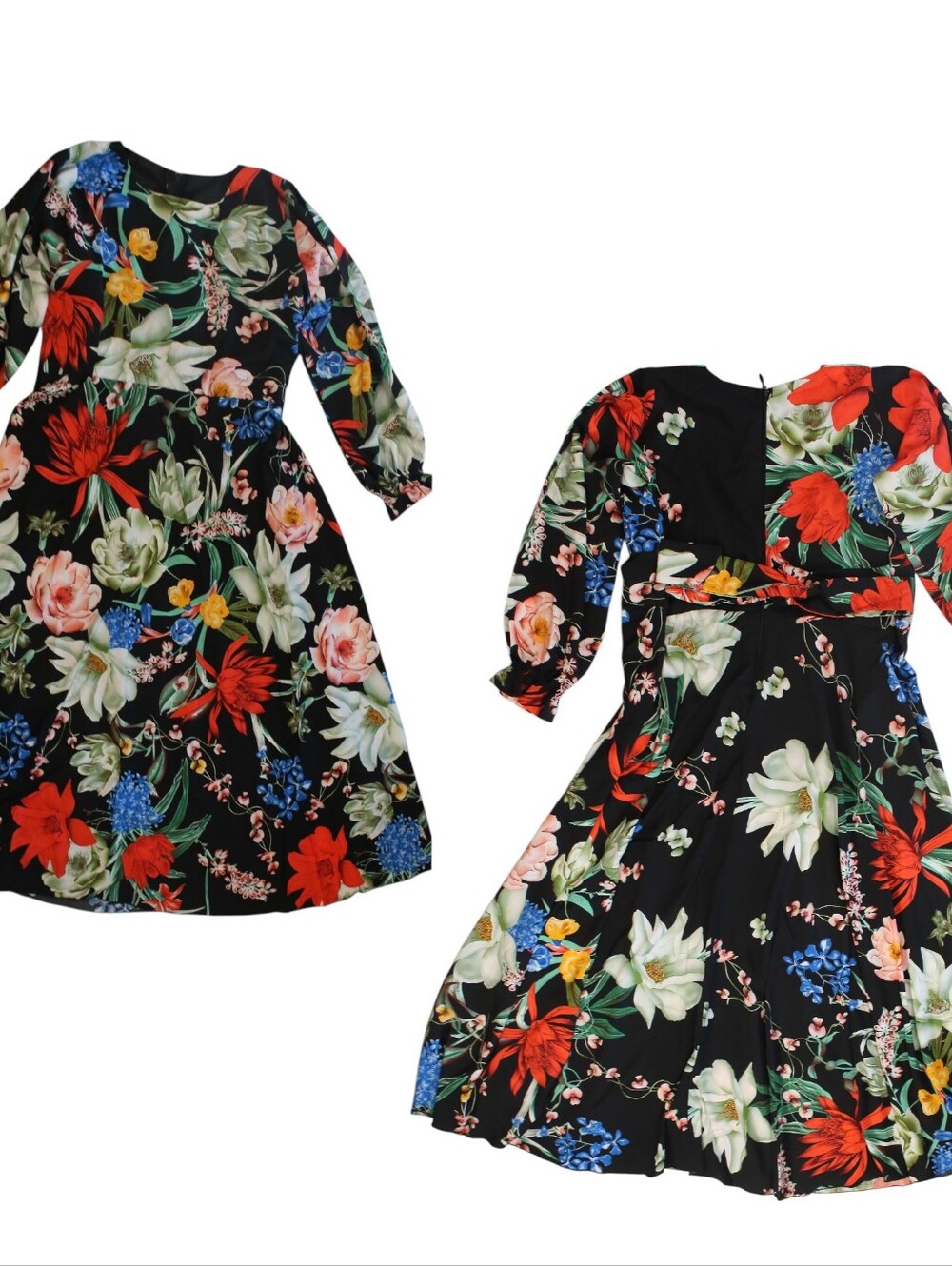 Floral Long Dress with Multicolor Blooms - Picture 3 of 5